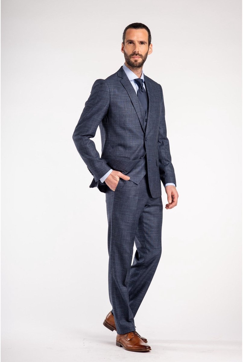 GENTS - Pak birdseye structuur blauw - Polyester - Blauw - Maat XL