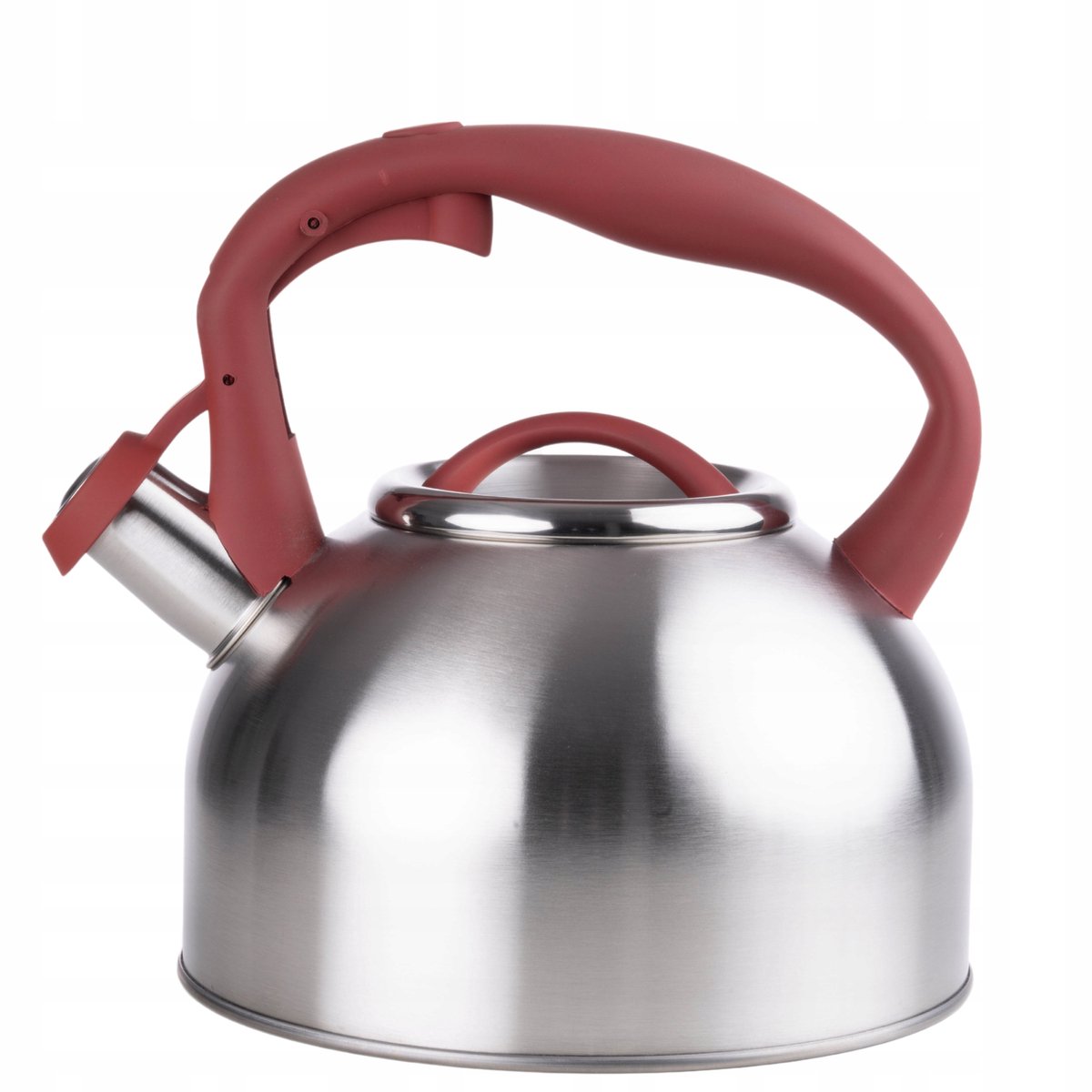 RVS waterkoker 2,5L met rood handvat en fluitje