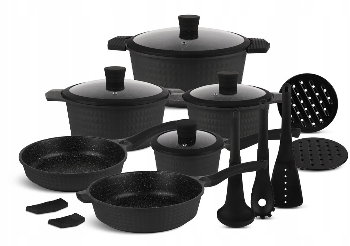 15-delige Marmite Set met Marmeren Coating - Geschikt voor Inductie