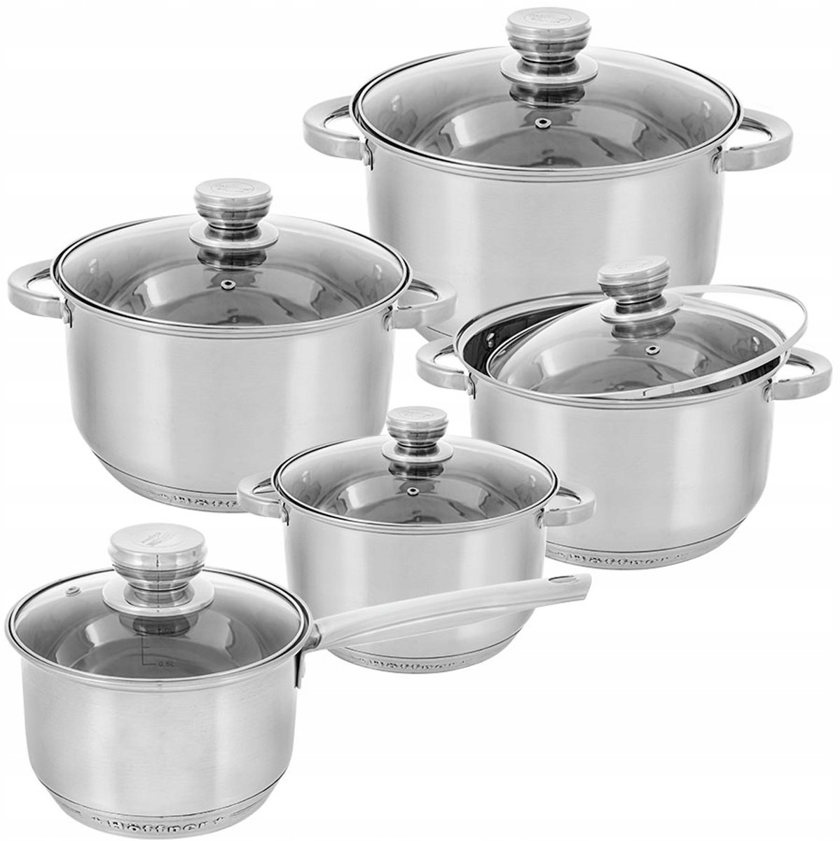 Hoffner RVS Pannenset 10 Delen - Inductie Geschikt