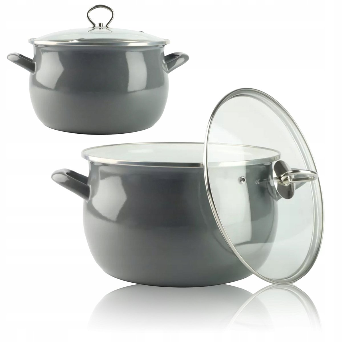Traditionele Geëmailleerde Pan 3L Grijs met Deksel - Gas & Inductie