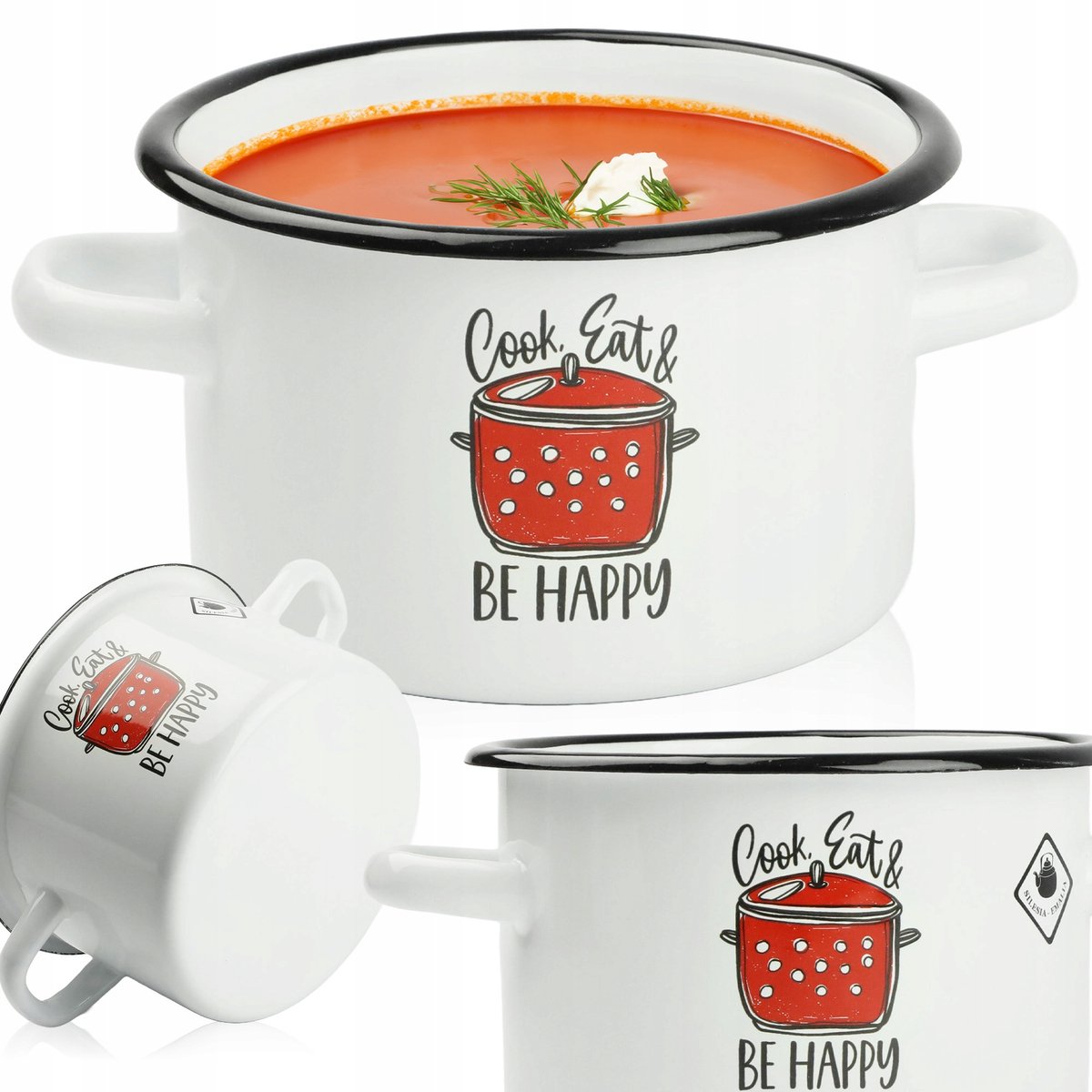 Emmer 3L Wit Emaille, Gas & Inductie, Be Happy Design