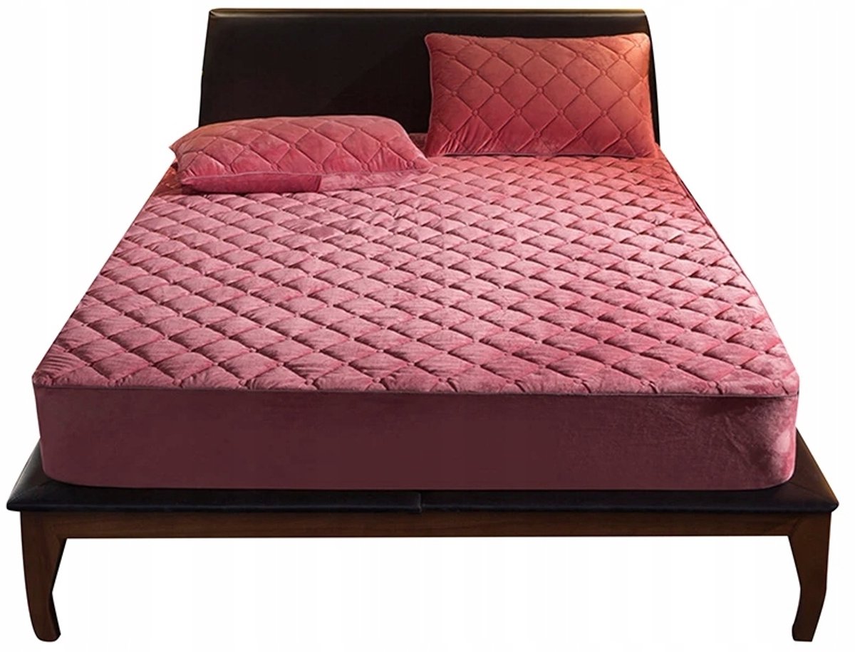 Velours Matrashoes Topper Beschermhoes 180x200cm Roze