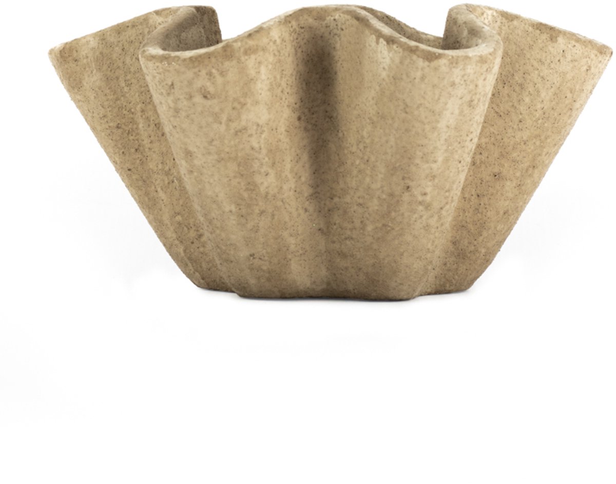 HomeBound by KY | Aardewerk schaal Plica beige S | decoratieve schaal | schaal | decoratie