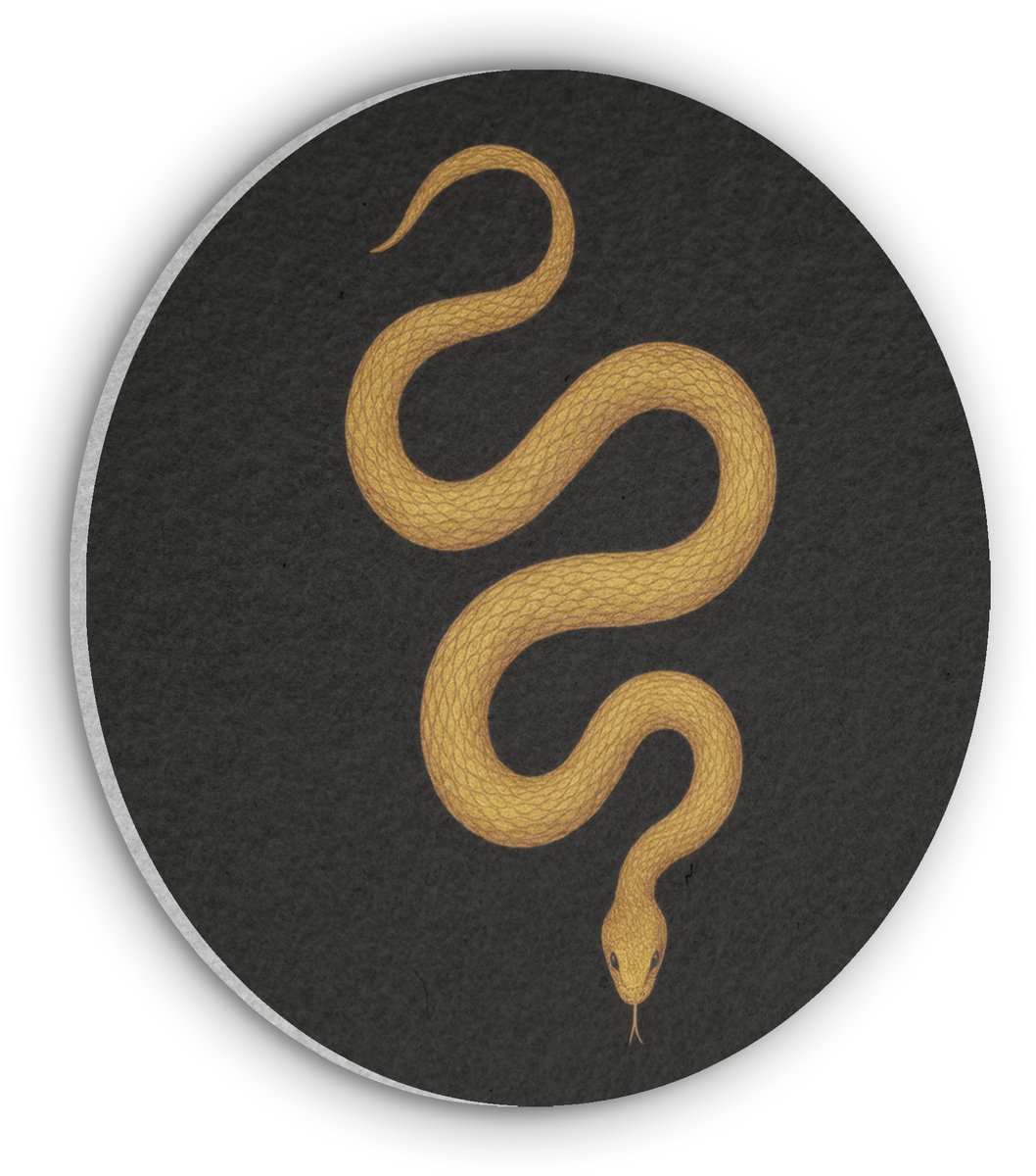 Akoestisch wandpaneel rond 80x80 cm - Vilt schilderij Slang - Minimalistisch - Goud - Ronde akoestische panelen - Geluidsdempende wanddecoratie - Geluidsisolatie wandcirkel - Muurdecoratie geluidspanelen