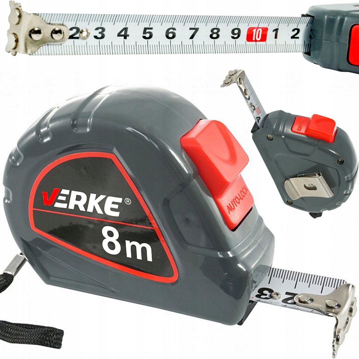 Verke Rolmaat 8m x 25mm Staal met Nylon Coating & Magneet Haken