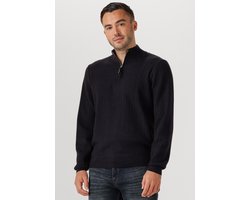 PURE PATH Regular Fit Zig Zag Half Zip Knitwear Truien & Vesten Heren - Sweater - Hoodie - Vest- Donkerblauw - Maat S