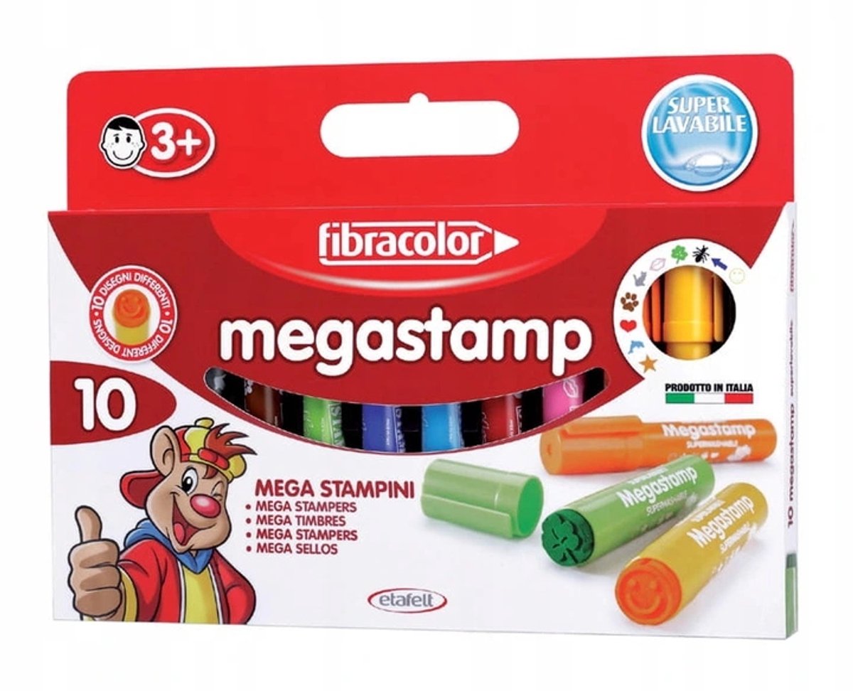 Fibracolor Megastamp Stempelpennen 10 Stuks - Kleurrijke Knutselen