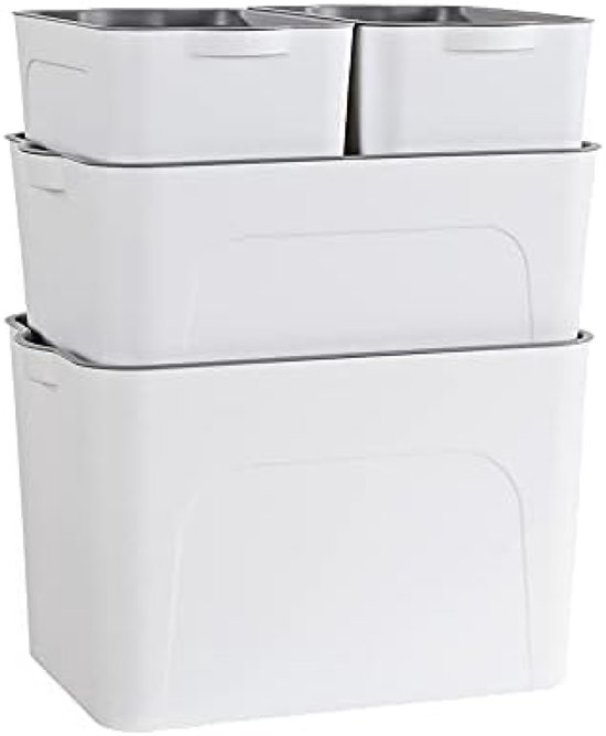 HOHAOO Opbergdozen met deksels,4 Pack 40L stapelbare opbergdozen Clear Plastic Nestable met clip vergrendeld voor thuis, kantoor, planken