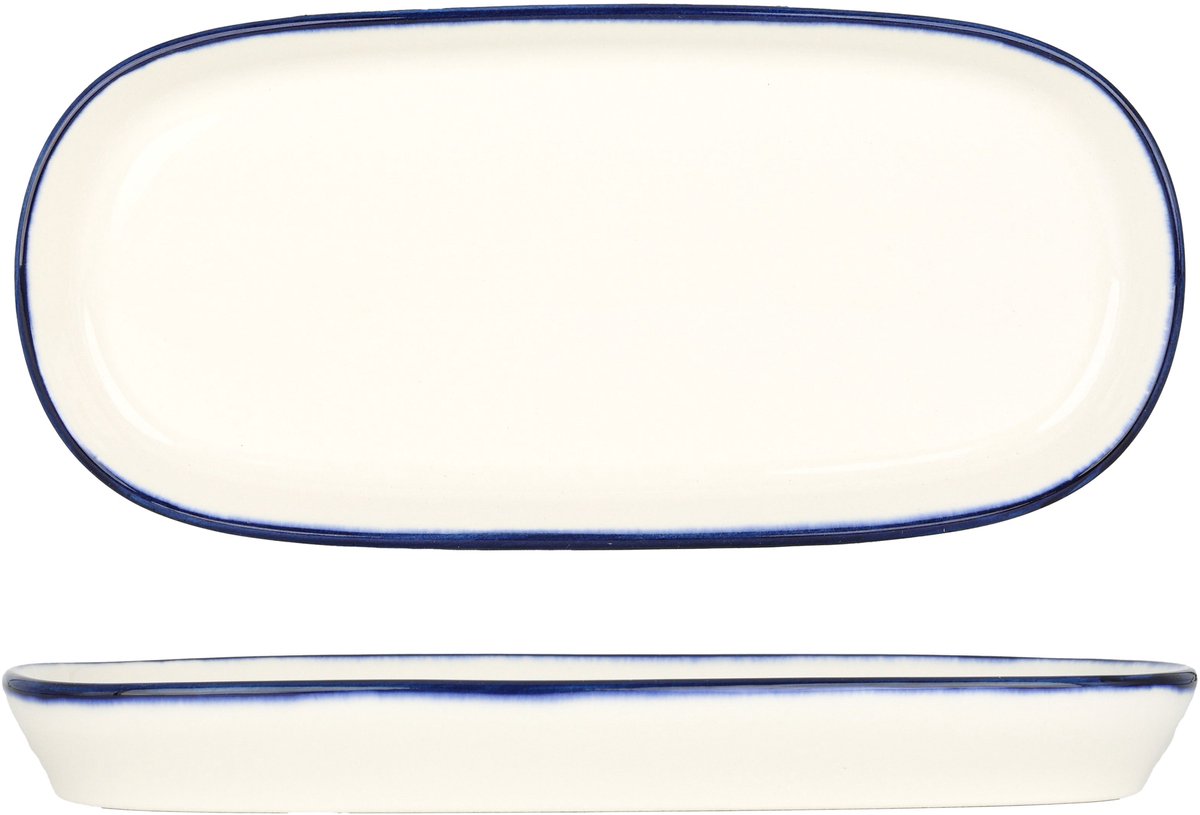 Bonna Serveerschaal - Linea Blue - Porselein - 18 cm - set van 2