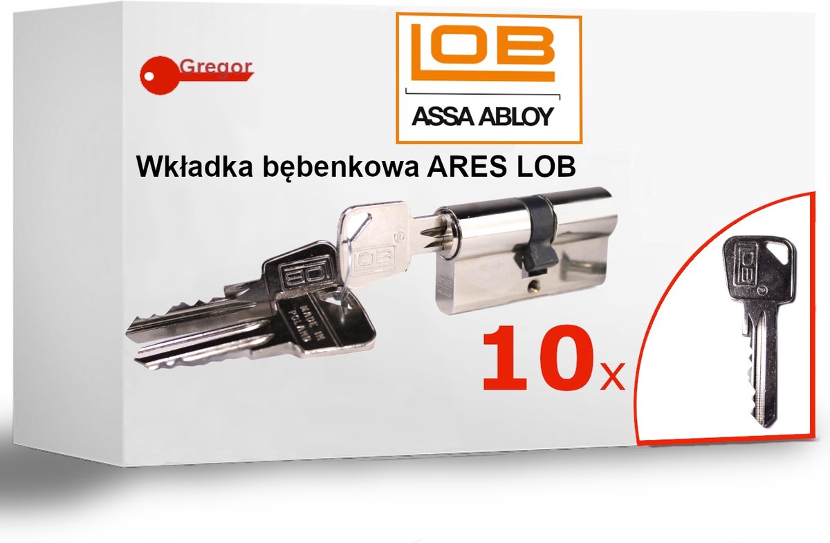 Cilinderslot LOB ARES 30/30 Nikkel met 10 sleutels