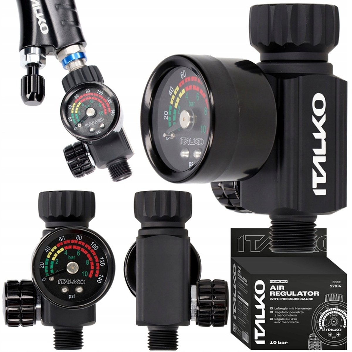 ITALKO Luchtdrukregelaar met Manometer 1/4" 0-10 Bar