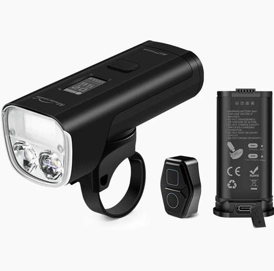 Magicshine EVO 1300 fietslamp met afstandsbediening, 1300 lumen waterdichte fietskoplamp, USB-C oplaadbaar voorlicht voor nachtrijden