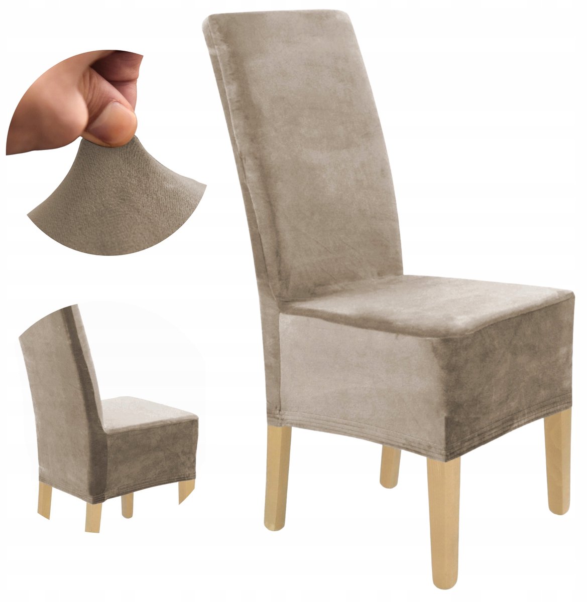 XXL Stoelhoes Beige Cappuccino Velours Elastiek Universeel