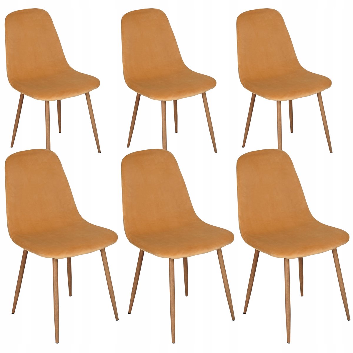 Tess Velours Stoelhoezen Scandinavisch - 6 Stuks - Mosterdgeel