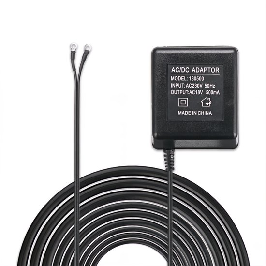 Deurbel adapter 18V AC 500mA 5m kabel voor Ring, Eufy, universele videodeurbel voeding