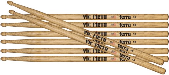 Vic Firth P5BT4PK Terra drumstokken 5B hickory met houten tip 4-Pack