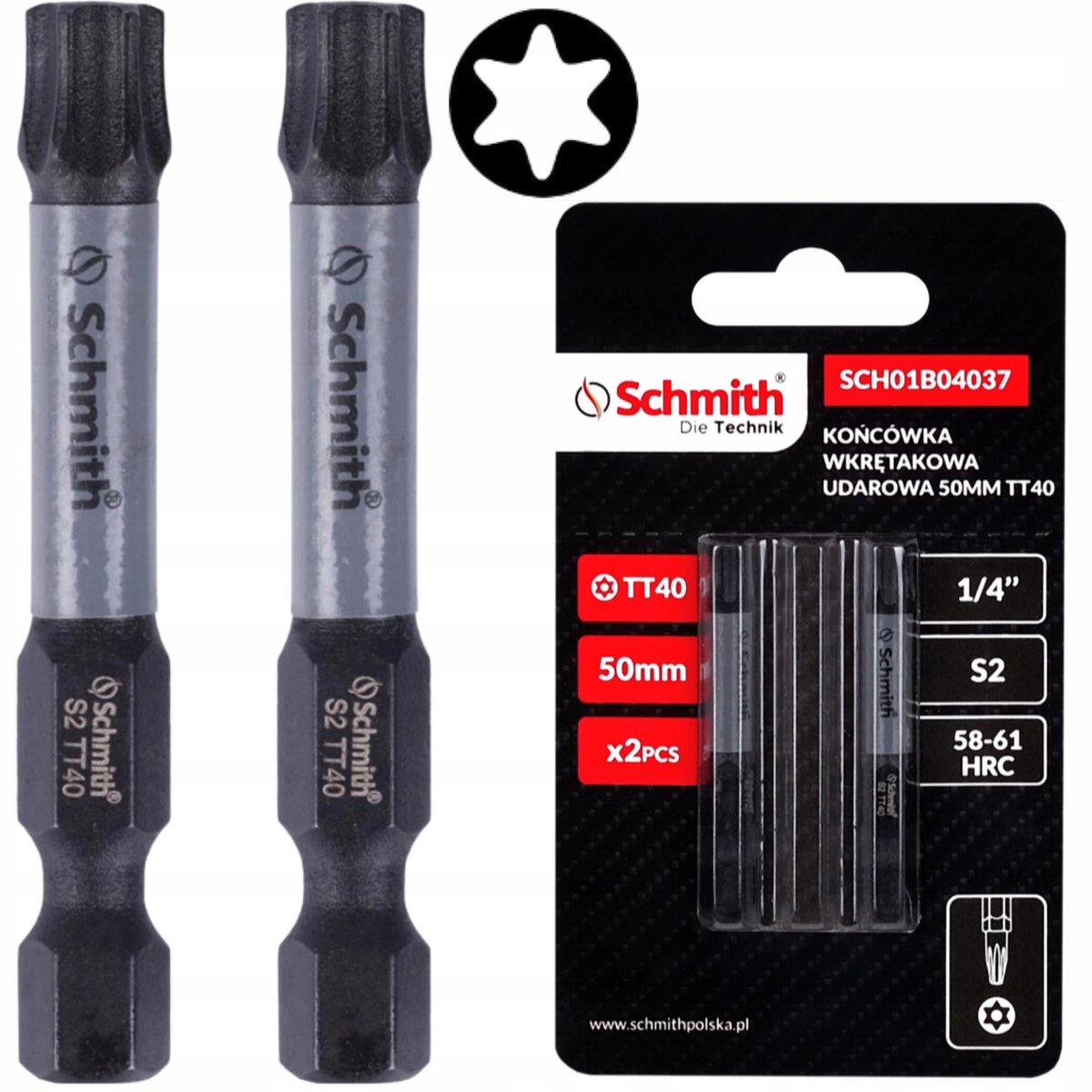 Schmith Torx TT40 Slagbeit 50mm Magnetisch 2 Stuks