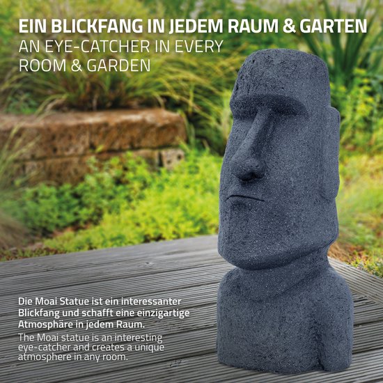 Figurine de jardin Île de Pâques Moai Grijs 37x26x78 cm