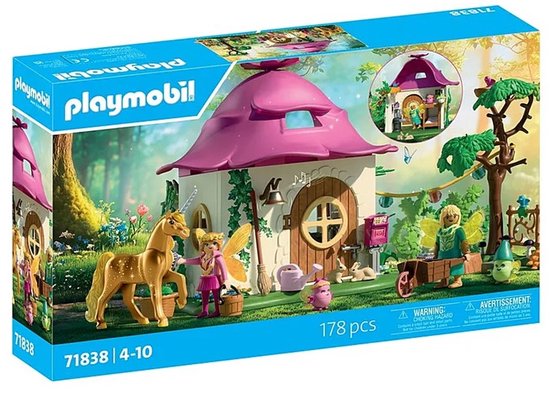 Foto: Playmobil magische eenhoorns fee nhuis met gouden eenhoorn en stal met oplichtende slinger voor magische nachten creatief speelgoed voor kinderen vanaf 4 jaar 71838