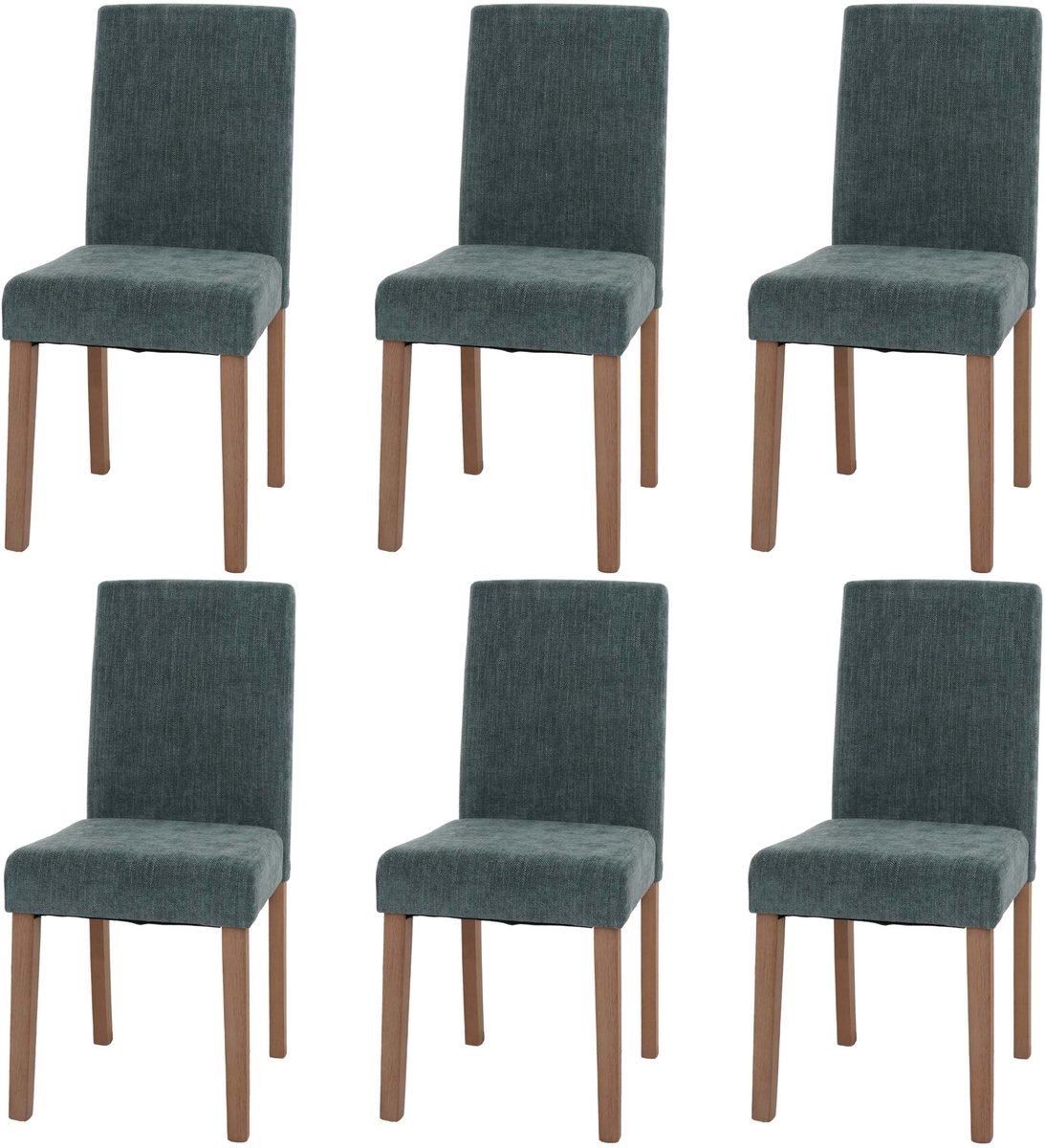 Set van 6 eetkamerstoelen Littau, keukenstoel met hoge rugleuning, stof/textiel chenille hout ~ groen, naturelkleurige poten