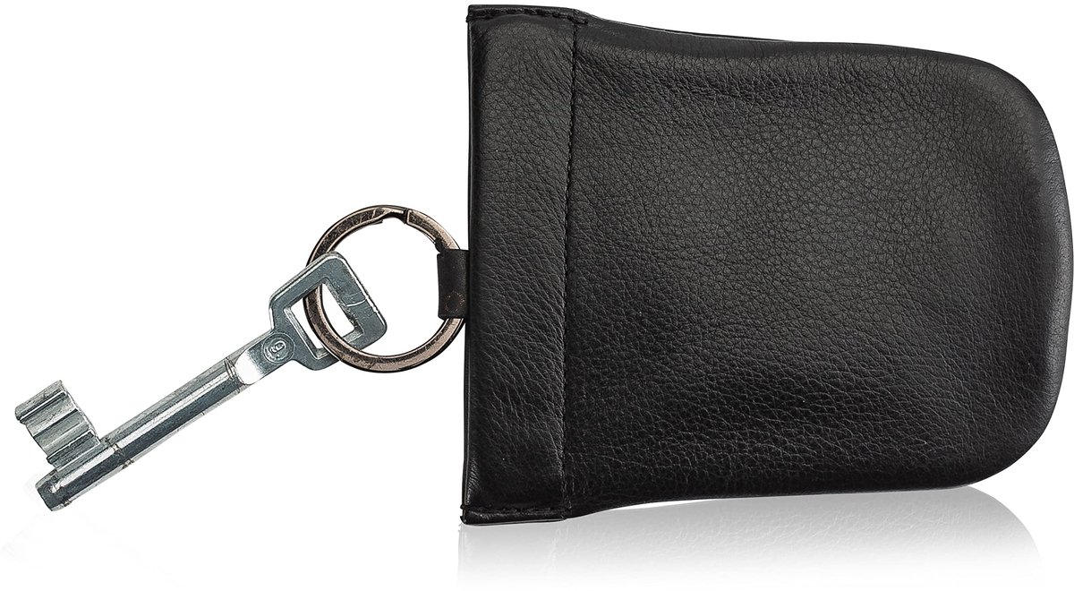 Josephine Osthoff 968 Leren Sleutelhanger Etui – RFID-bescherming – Met Clip & Drukknop – Zwart