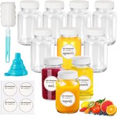 Gowkeey 24 Shot glazen flessen met deksel, flessen om te vullen, 60 ml, kleine borrelflessen, kleine glazen flessen, mini-flesjes met trechter, etiketten en pen, voor etherische oliën, gembershot