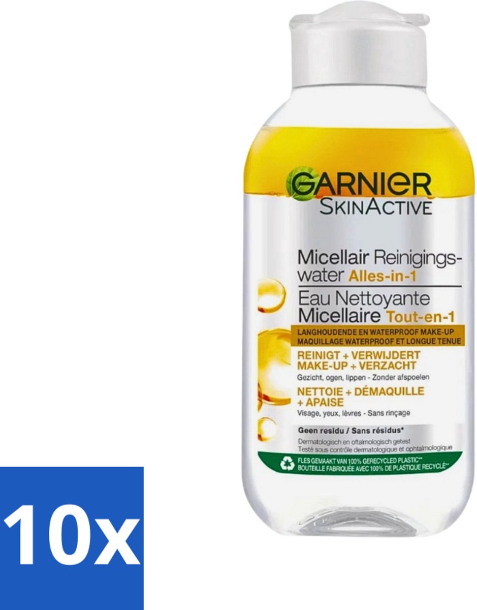 10 x Garnier - Micellair Reinigingswater - Olie - 100 ml - Micellair Reinigingswater - Make-up Remover - Olie - Gezichtsreiniging - Waterproof Make-up Verwijderen