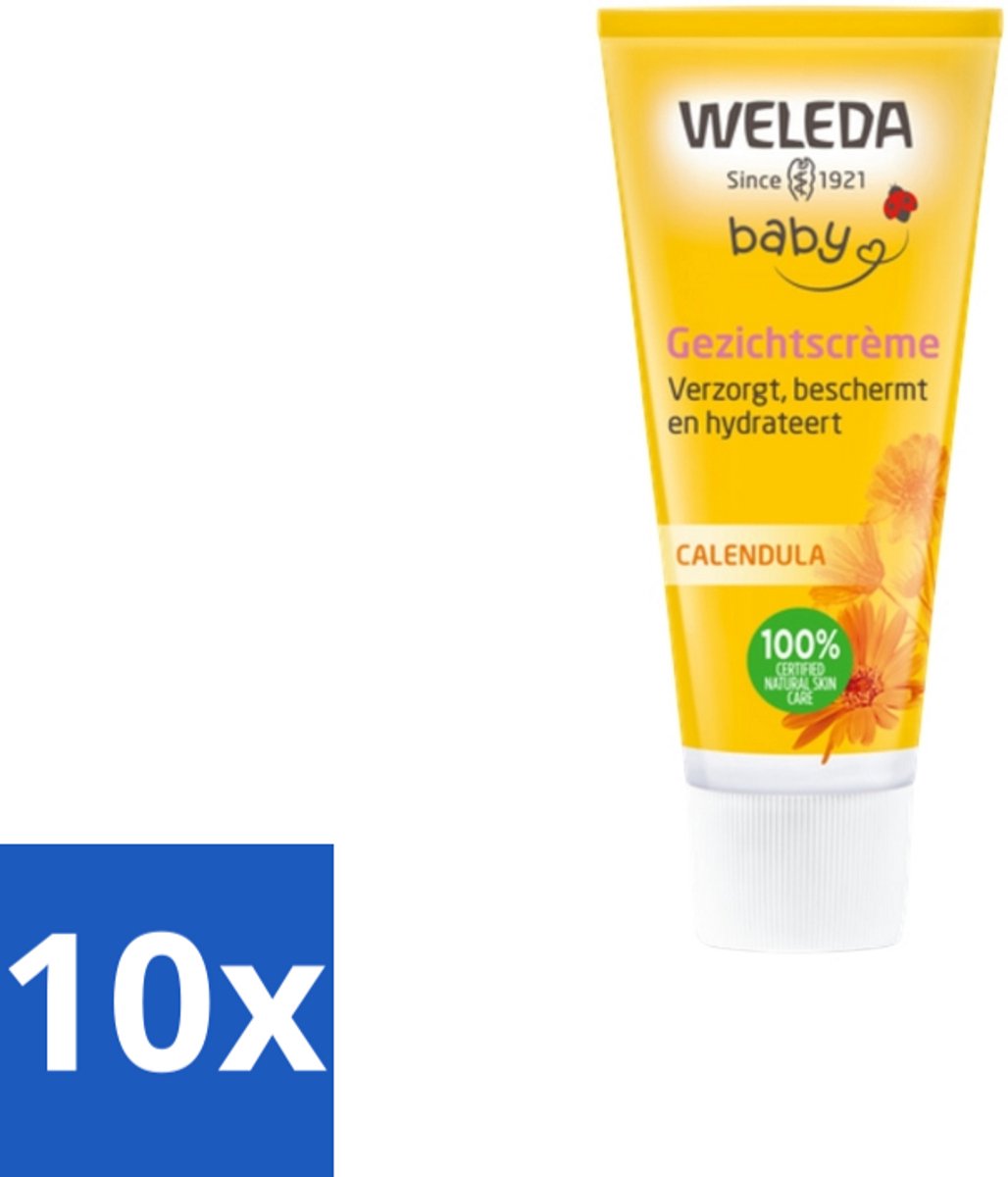 Image of 10 x WELEDA - Gezichtscrème - Baby & Kind Calendula - 50 ml - Amandelolie - Vegan - Gevoelige Huid - Babyverzorging