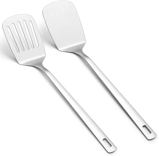 Set van 2 roestvrijstalen kookgerei, pannenkoekenspatel, roestvrij staal, keukengerei voor thuis en in de keuken