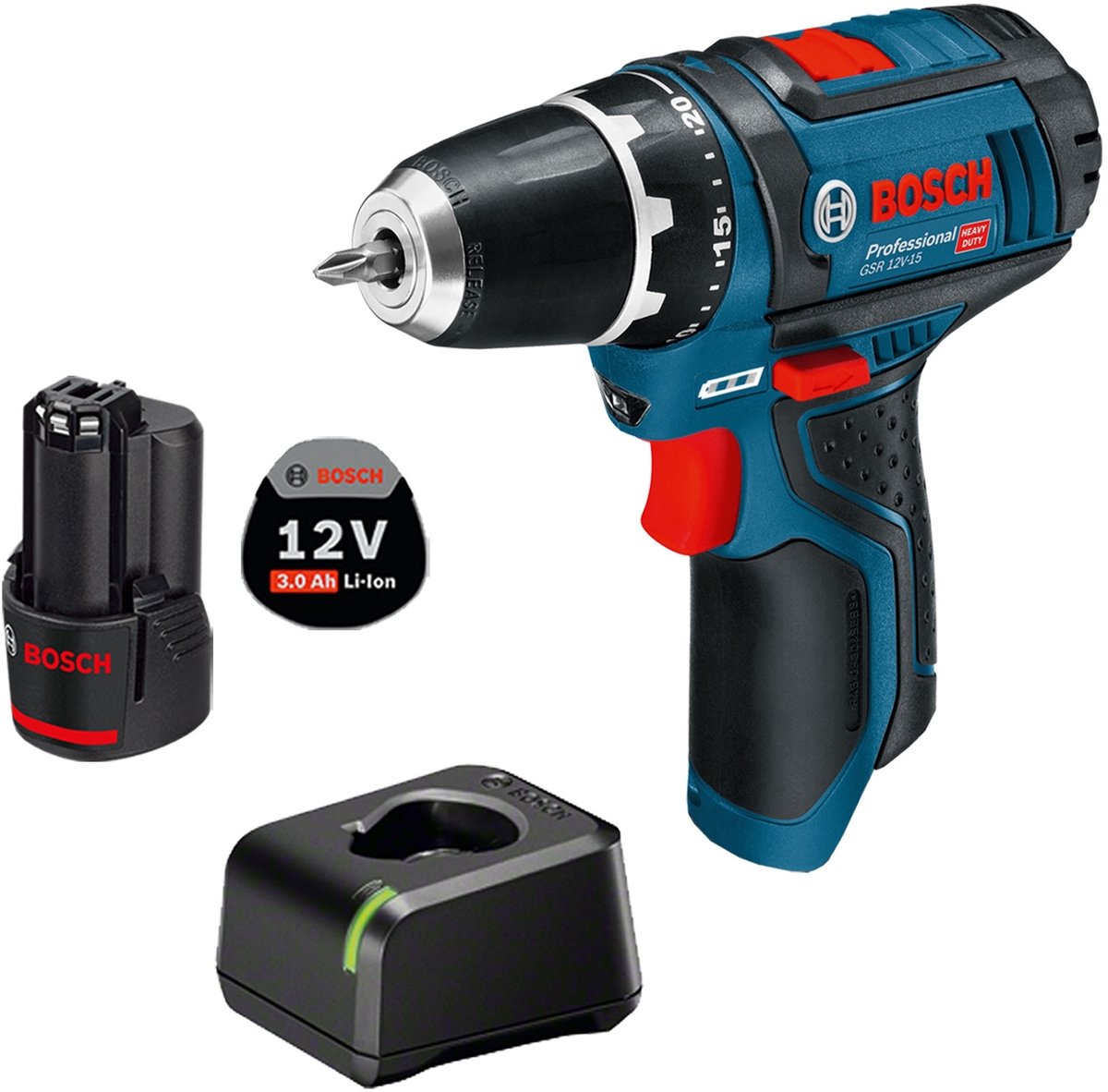 Bosch accuboormachine GSR 12V-15 / 1x 3.0 Ah accu + lader