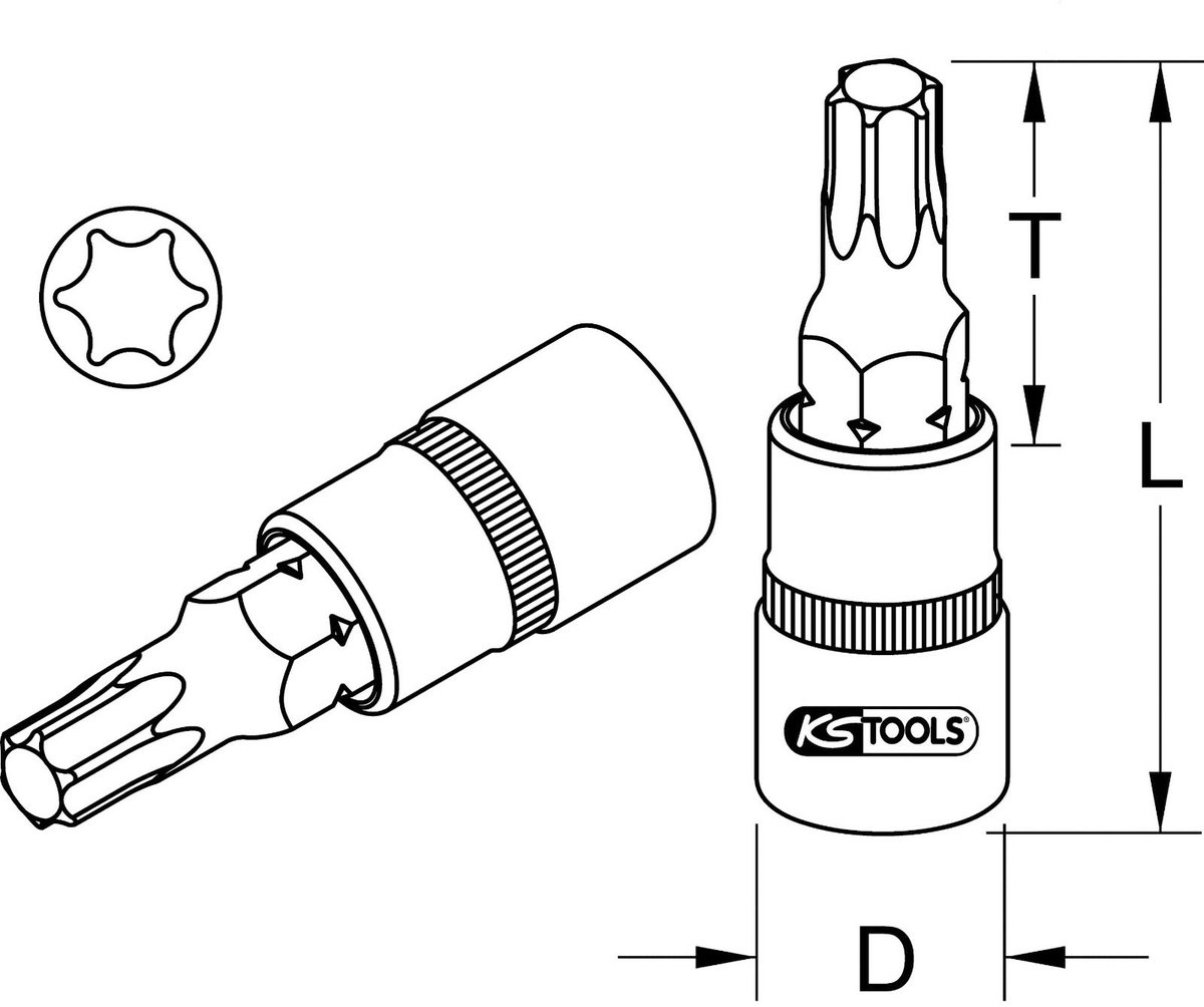 KS TOOLS 1/2" Bit-Dopsleutel Torx T30 - 911.1364