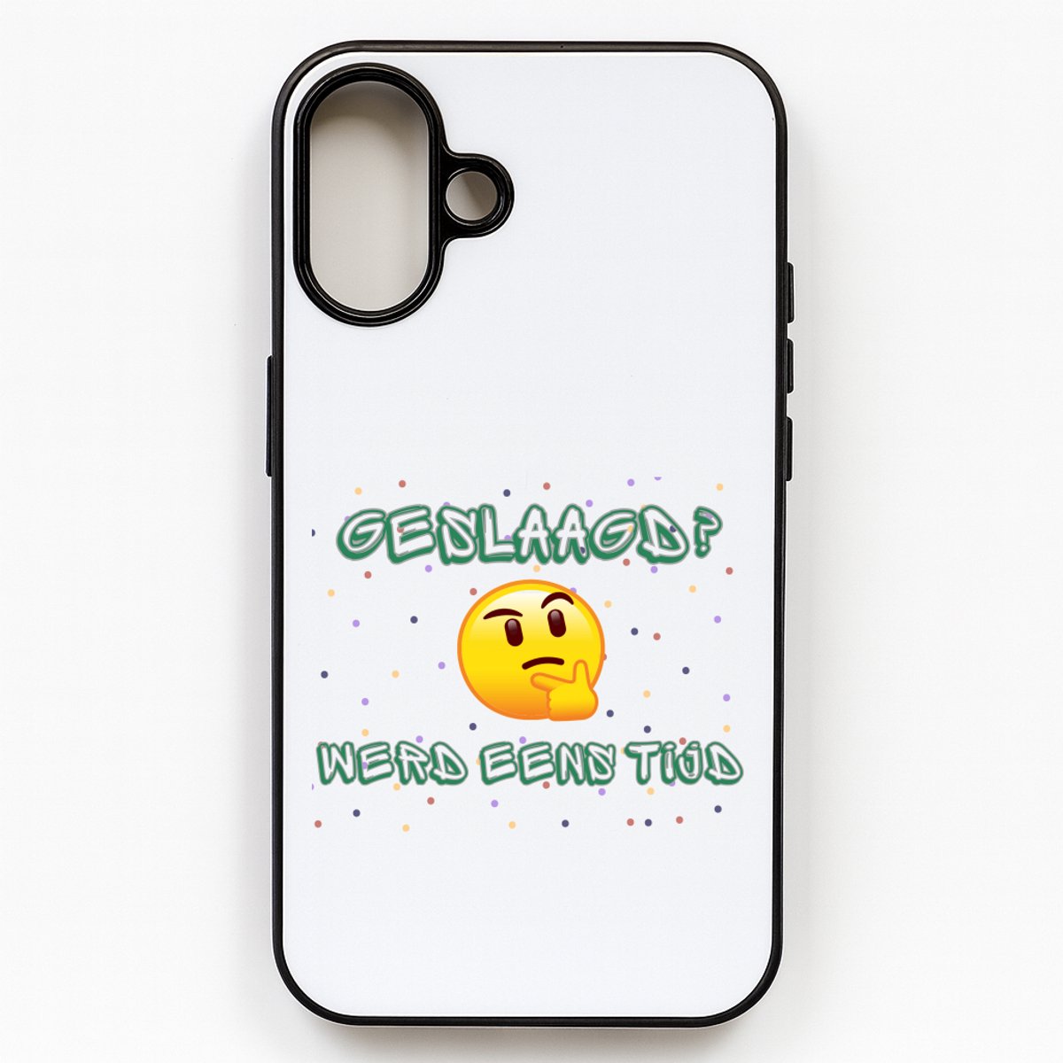 Hacebo® - Geslaagd werd eens tijd telefoonhoesje - Geslaagd - geslaagde - telefoonhoesjes - diploma - cadeau voor iemand die is gelsaagd - hoesje geschikt voor iPhone 16