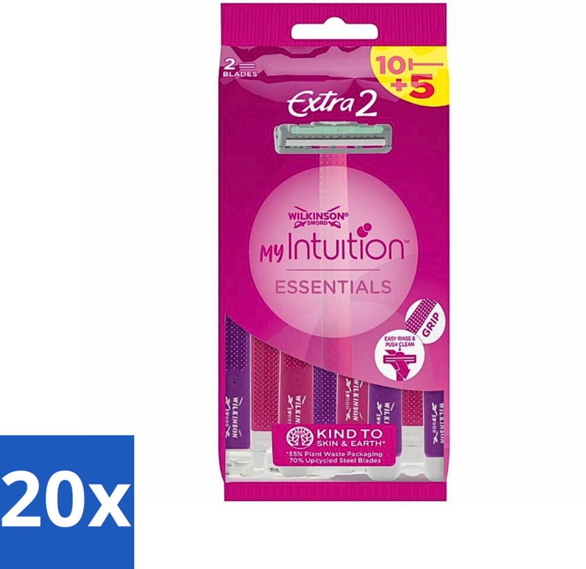 20 x Wilkinson - Wegwerpscheermesjes - Extra 2 Beauty - Extra Comfort - 15 mesjes - Wegwerpscheermesjes - Scheermesje Vrouw - Scheermesje Voor Vrouwen - Wegwerpmesje - Scheerbeurt Vrouw