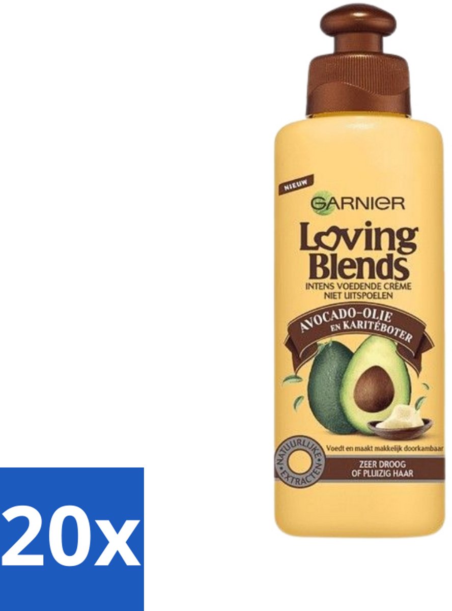 20 x Garnier - Loving Blends - Leave-In Crème - Avocado Olie & Shea Boter - Zeer Droog & Pluizig Haar - 200 ml - Avocado Olie - Shea Boter - Haarvoeding - Droog Haar - Pluizig Haar