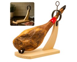 Cheqo® Spaanse Hamhouder - Geschikt voor 4 tot 9 KG - Grenen Hout en Metaal - Spaanse Ham Accessoires - Serrano Hamhouder - Hamhouder voor Keuken - Hamhouder voor Vlees - Hamhouder voor Paleta Curada