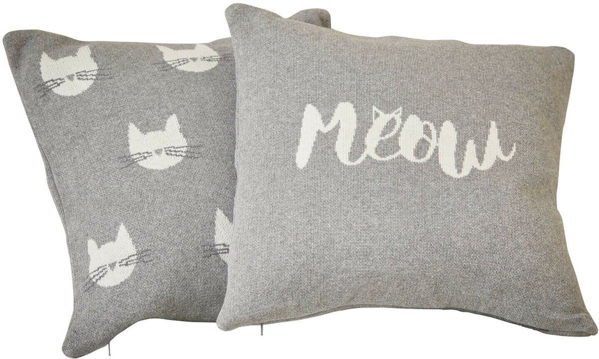 Loberon Kussenhoes set van 2 Solviana grijs/crème
