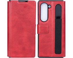 Rixus Wallet Case With Pen Holder For Samsung Galaxy Z Fold5 Red