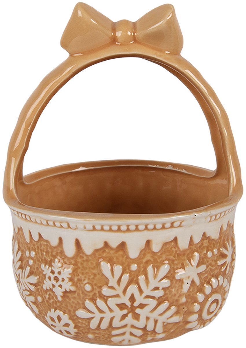 Clayre & Eef Decoratie Mand Ø 15x21 cm Bruin Keramiek