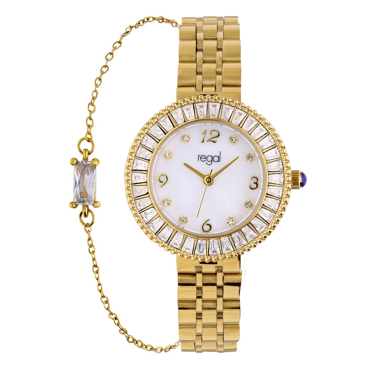Lucardi - Dames Regal damesset horloge en armband goudkleurig - Cadeau Set - Alloy - Goudkleurig