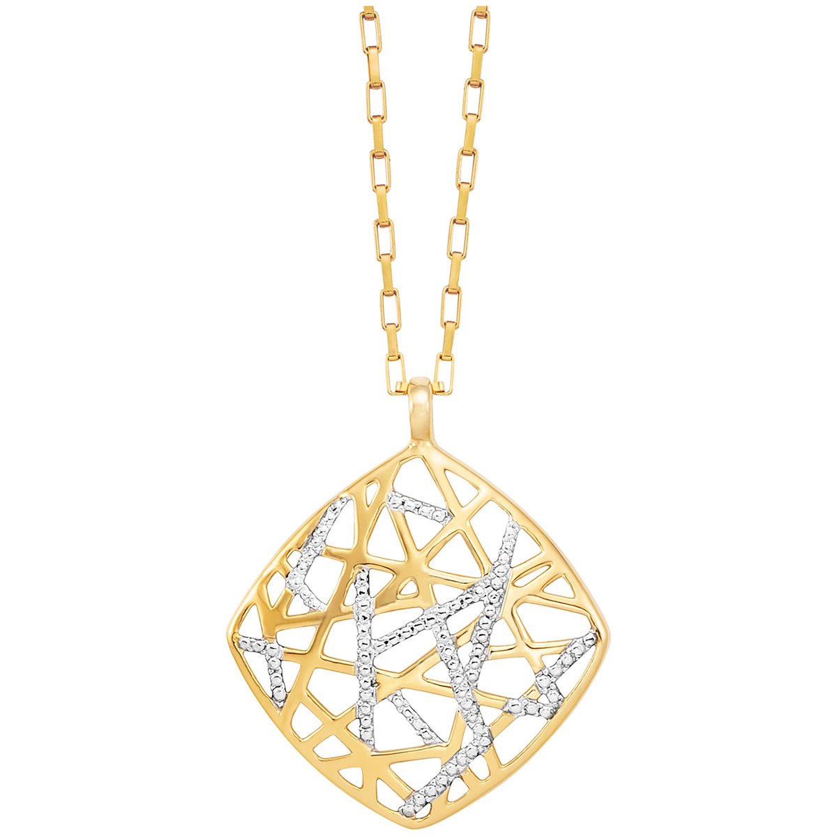 Julie Julsen Anhänger mit Kette 925/- Sterling Silber vergoldet teils rhodiniert Viereck