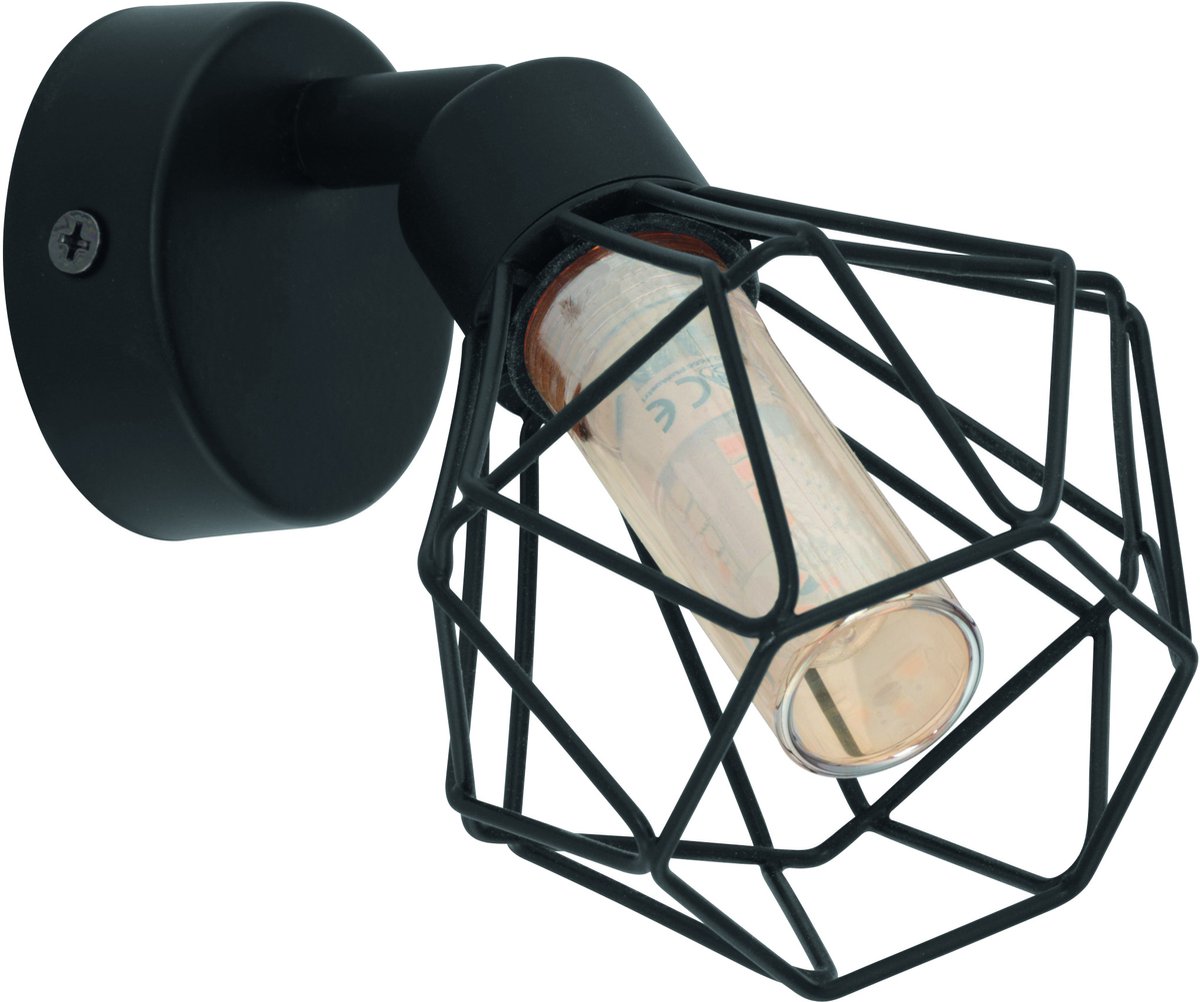 EDI light Zapata 1 Opbouwspot - 1 lichts - G9 - Staal|Glas - Zwart|Amber