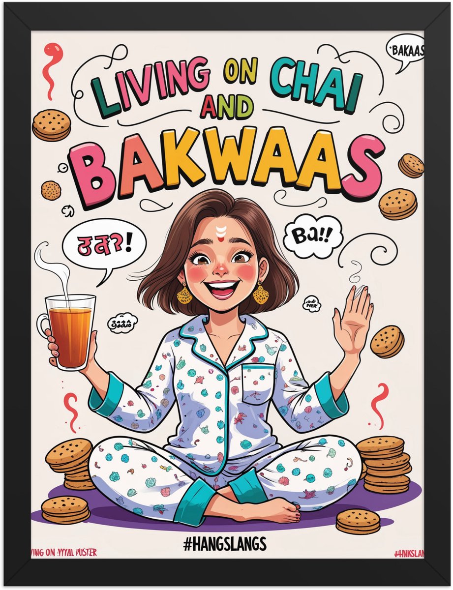 Funny Hindi Slang Poster Chai – Quirky Wall Art Print – Indian Home & Living Room Décor – 30×40 cm / A3 Black