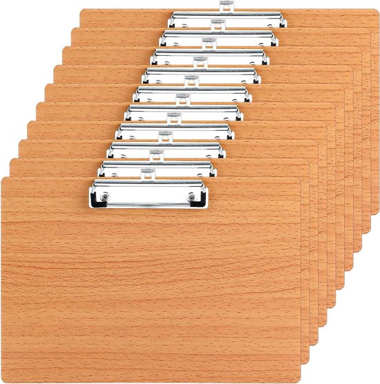 HUAYANG A6 Klemmbrett 8 Stück, Mini aus Holz Klemmbretter Clipboard Set 102 * 230mm,Schreibbrett mit Metallclips Zwischenablage für Notizen, Gutscheine, Rechnungen, Malerei