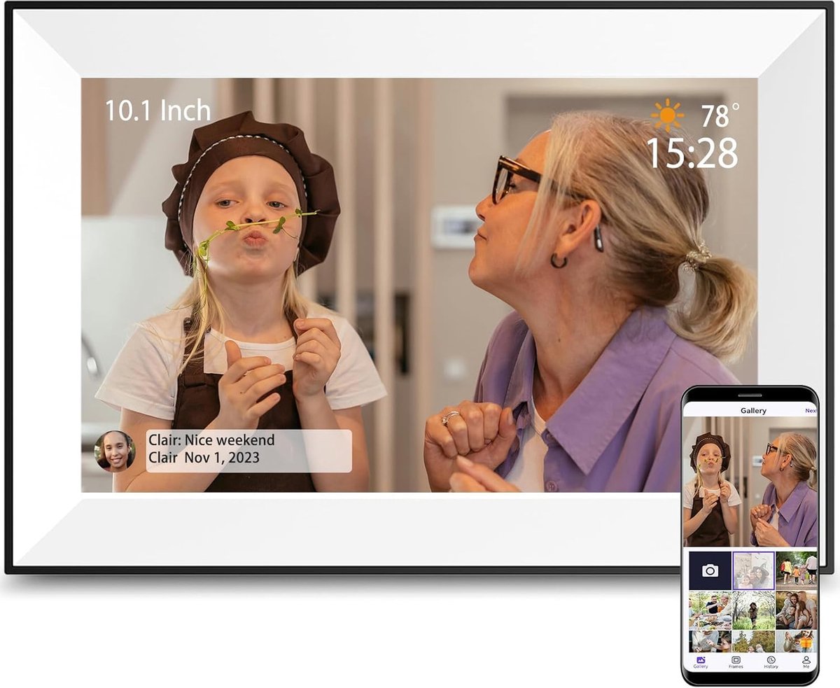 Digitale fotolijst 25,7 cm - 10,1 inch WiFi met IPS-touchscreen en 16 GB geheugen