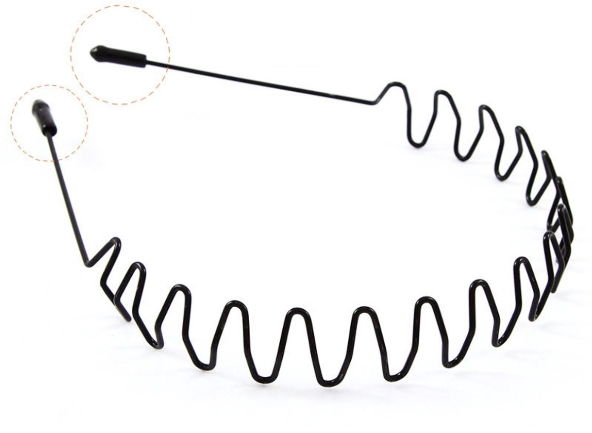 Jonyx - Diadeem - Haarband - Sporthaarband - Golvend effect - Wave - Metaal - Zwart