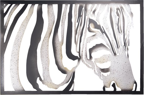 Clayre & Eef Wanddecoratie 85*3*55 cm Meerkleurig Ijzer Rechthoek Zebra Muurdecoratie Wandversiering