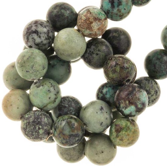 Afrikaanse Turkoois kralen mat rond ca. 12mm - Ilona's Silver & Gemstones
