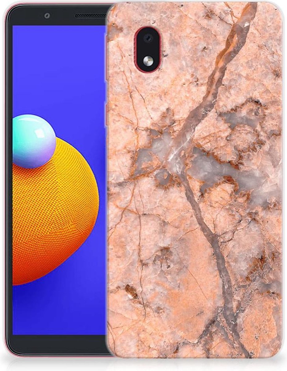 Back Cover voor Samsung Galaxy A01 Core TPU Siliconen Hoesje Marmer Oranje