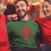 Foute Kersttrui Groen - All I Want For Christmas Is Food - Maat M - Kerstkleding voor dames & heren